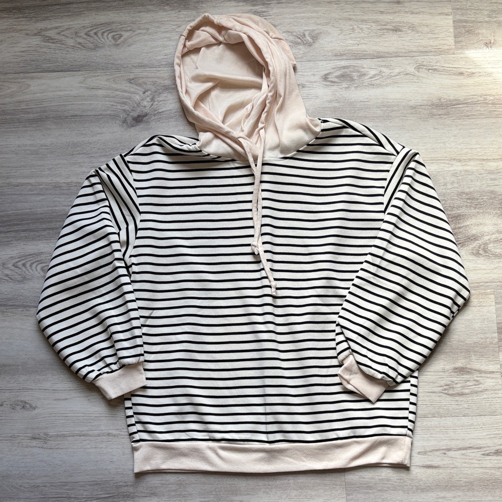 Striped Black & White Hoodie